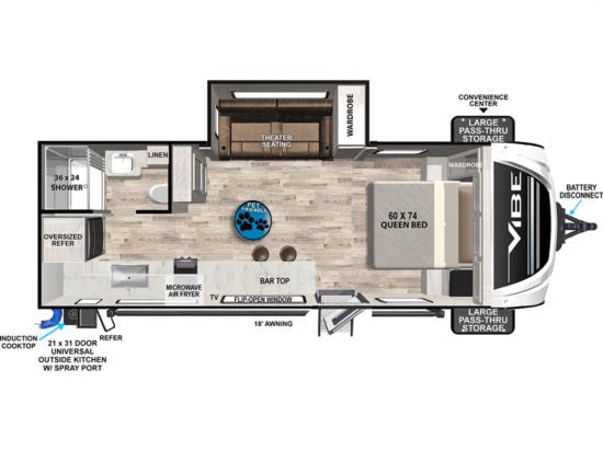 Floor Plan for Vibe Ultra Lite Travel Trailer
